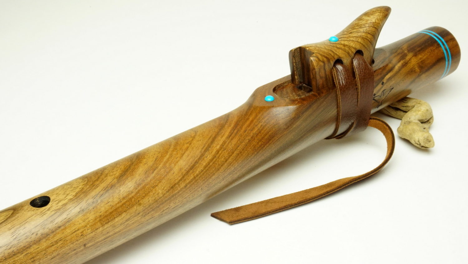 Black Walnut with Turquoise - Grandfather Flute - Various Keys