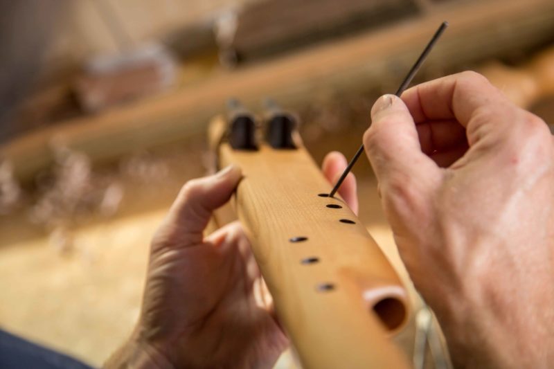 Native American Drone Flute being crafted in Southern Cross Flutes Workshop